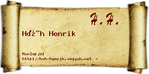 Hőh Henrik névjegykártya